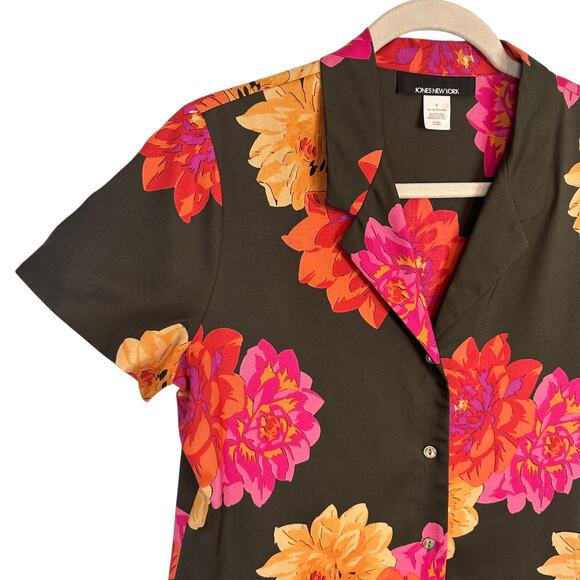 Vintage Jones NY 100%‎ Silk Garden Party Floral Blouse & Midi Skirt Set Womens 8 - Picture 4 of 14